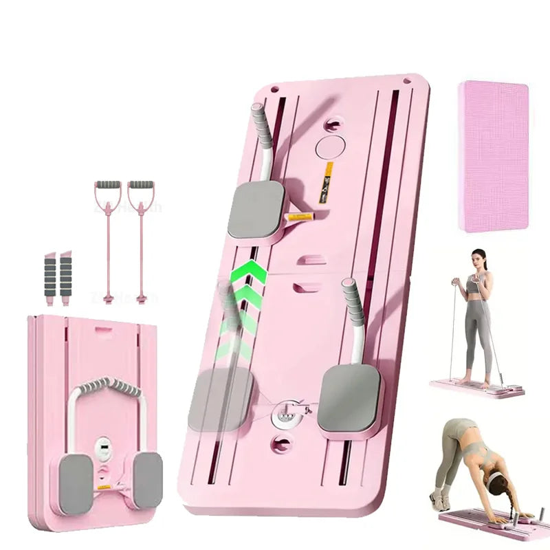 Multi-Functional Foldable Pilates Board Pilates Equipment Safe Home Gym Equipment Abdominal Board with Resistance Bands
