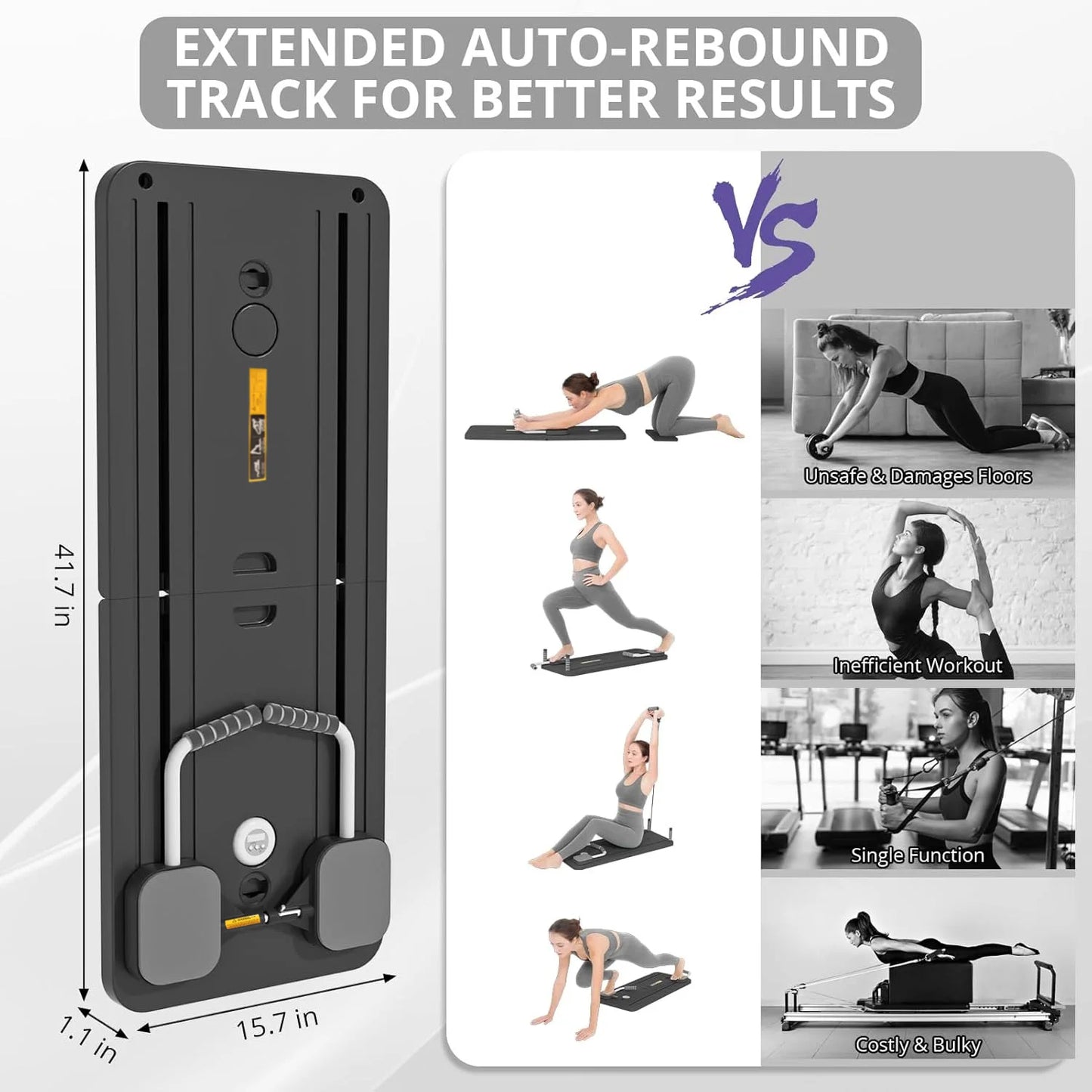 Multi-Functional Foldable Pilates Board Pilates Equipment Safe Home Gym Equipment Abdominal Board with Resistance Bands