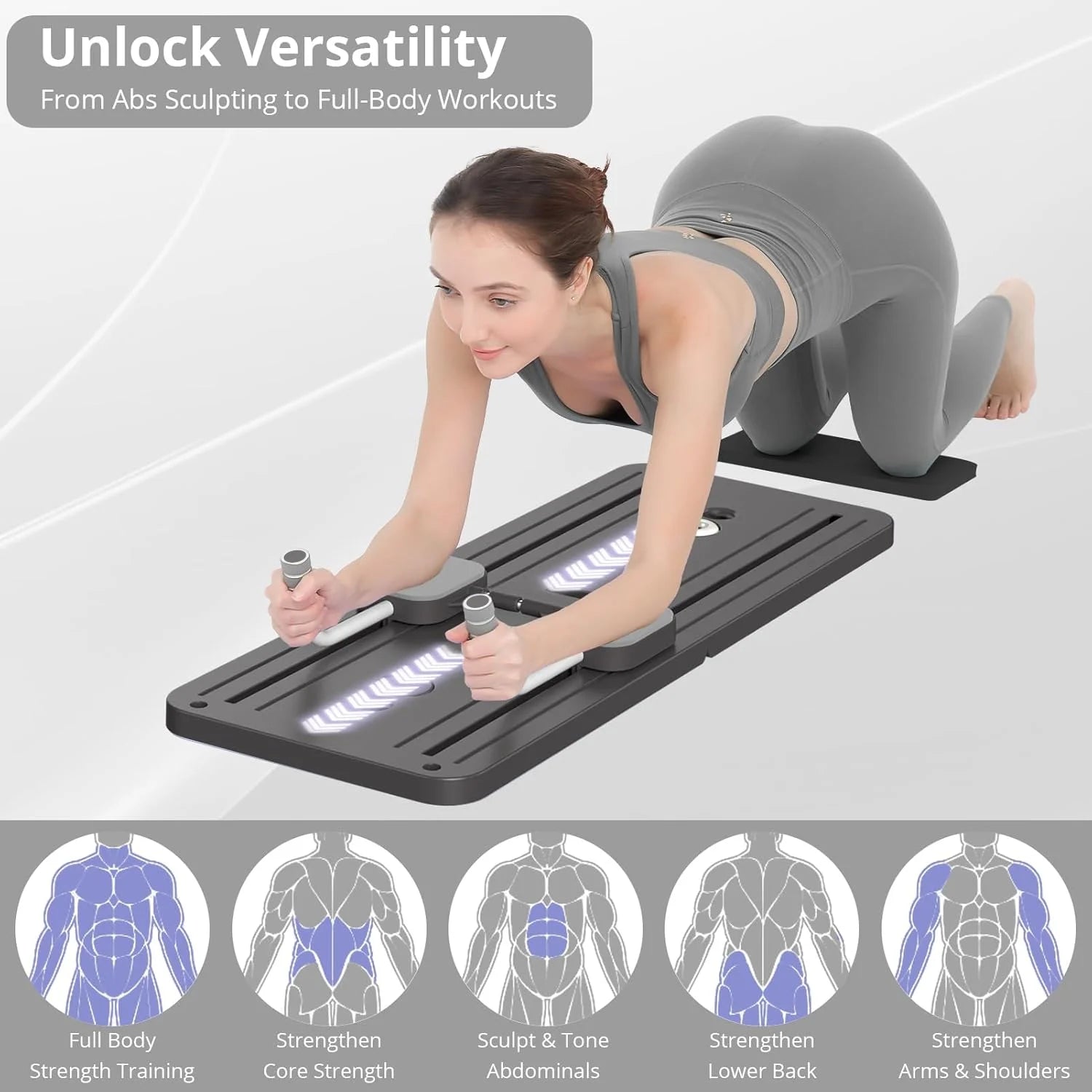 Multi-Functional Foldable Pilates Board Pilates Equipment Safe Home Gym Equipment Abdominal Board with Resistance Bands