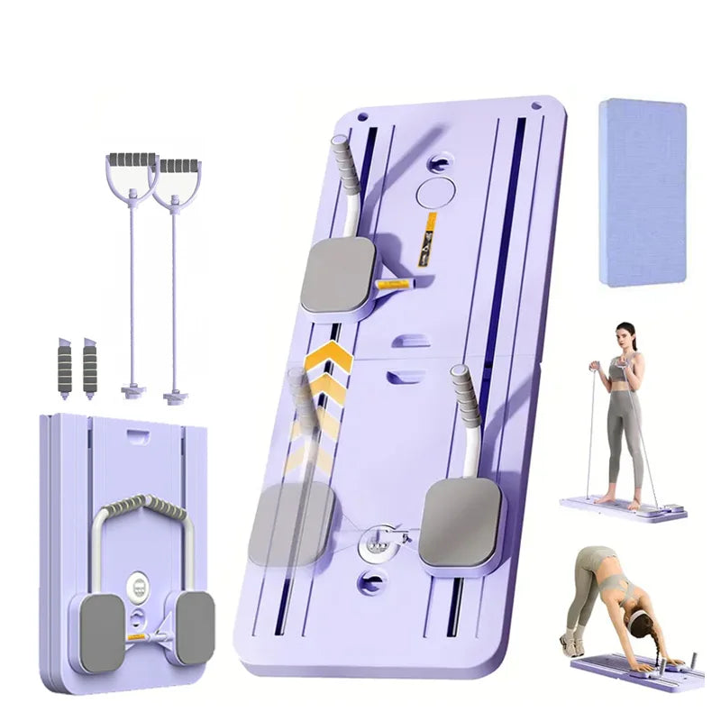 Multi-Functional Foldable Pilates Board Pilates Equipment Safe Home Gym Equipment Abdominal Board with Resistance Bands