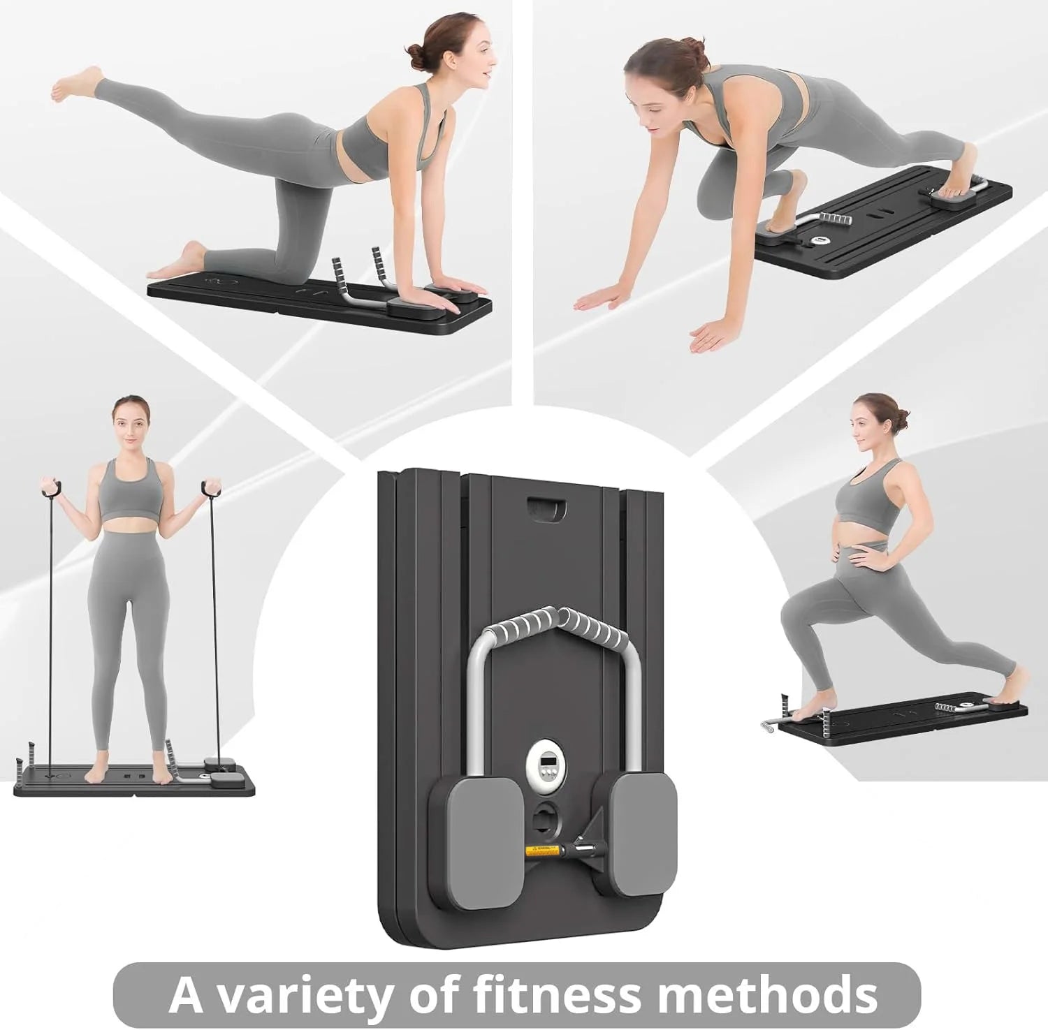 Multi-Functional Foldable Pilates Board Pilates Equipment Safe Home Gym Equipment Abdominal Board with Resistance Bands