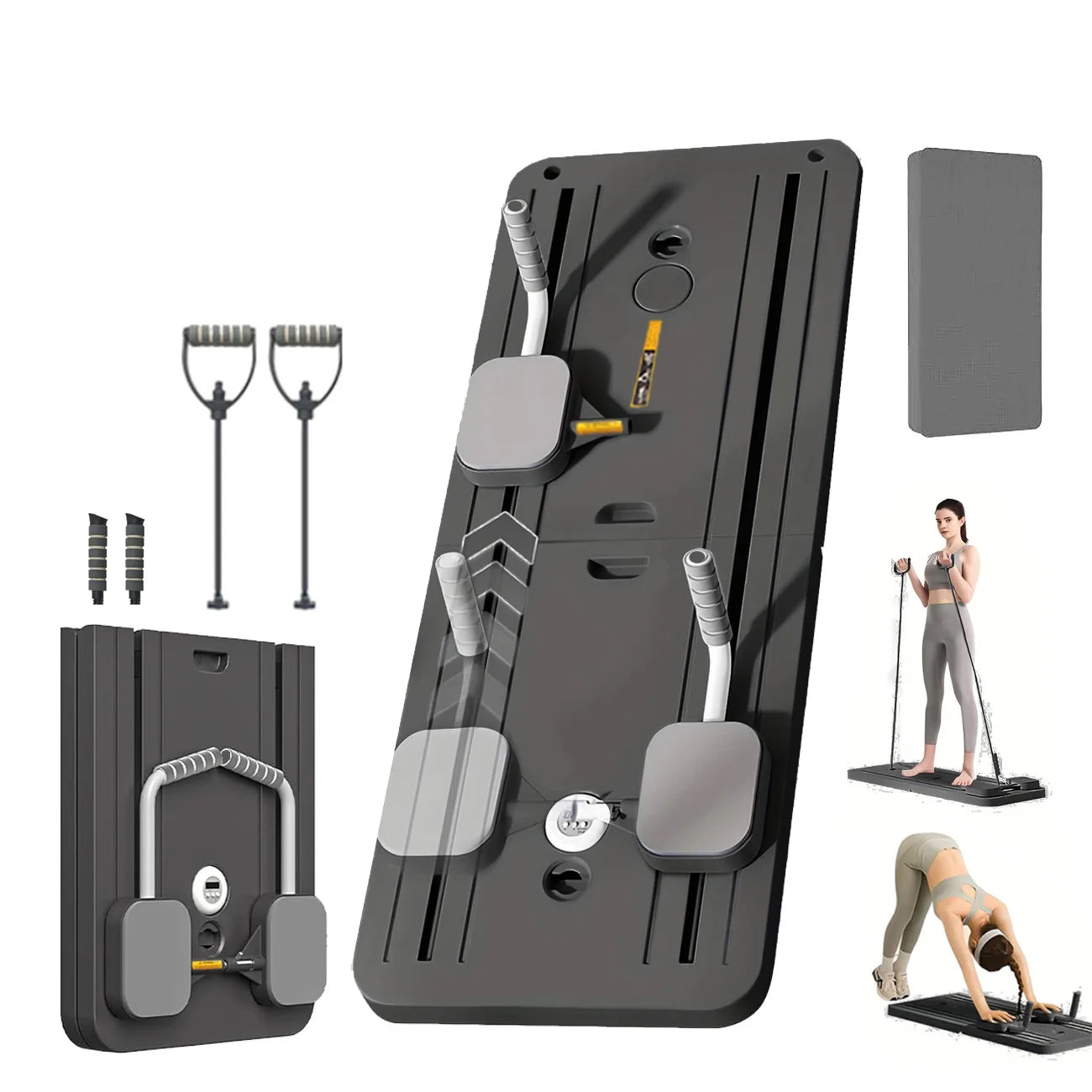 Multi-Functional Foldable Pilates Board Pilates Equipment Safe Home Gym Equipment Abdominal Board with Resistance Bands